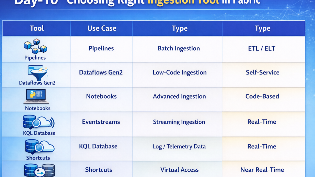 Tools Used for Data Ingestion in Microsoft Fabric